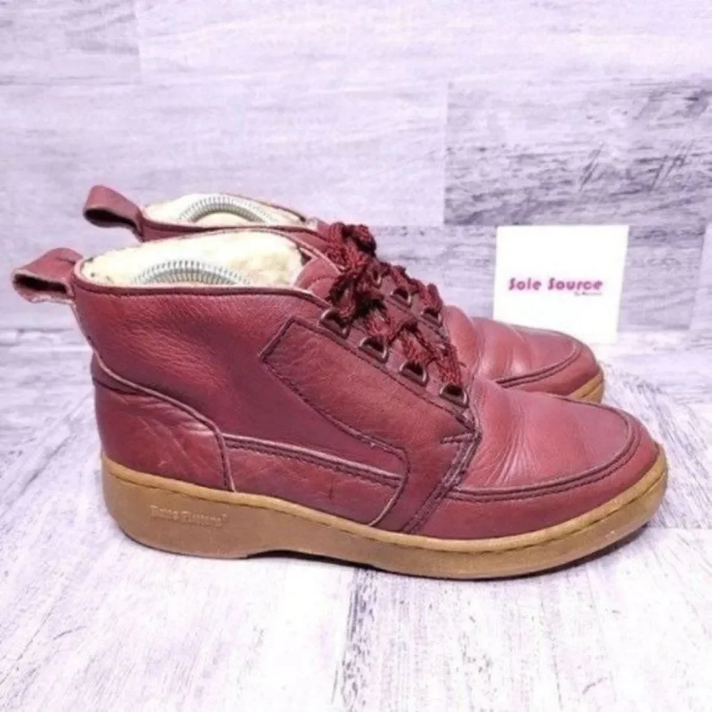Bates Floaters Leather Chukka Lace Up Fleece Line Winter Boot Red Men's sz 8.5
